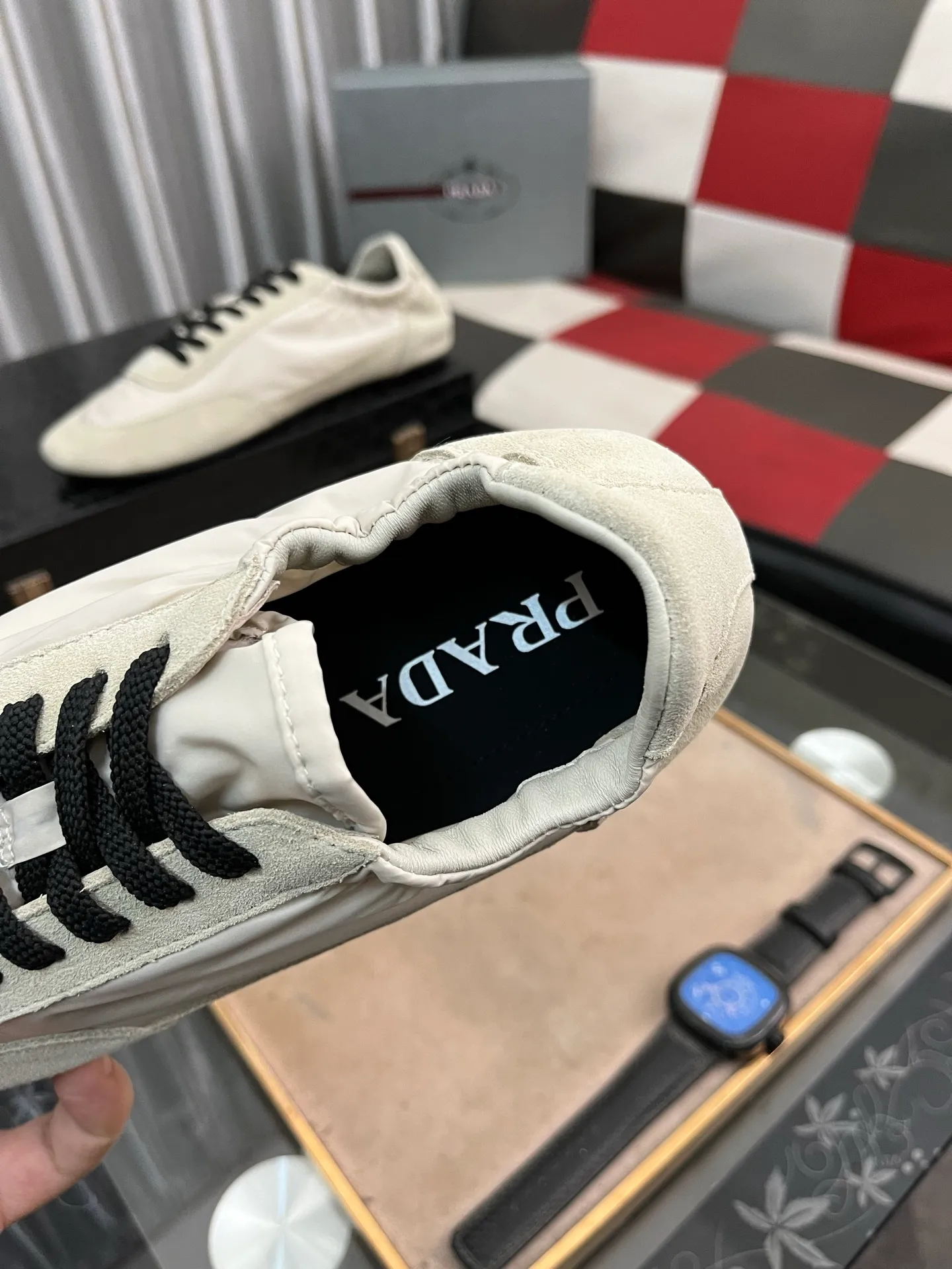 Men's shoes 💰500⌚️⌚️【PRADA】Prada - high-end quality original order 🔍🔍🔍 casual sports shoes - Upper: 🔝Nappa calfskin, brand high mercerized canvas, shoe body brand metal fasteners, tongue silk screen brand logo - Lining: water-dyed cowhide - Outsole: ultra-light TPU foam; molded outsole -Ultra-high quality control and fine workmanship: outstanding (high-end, extravagance, class) -Size: 38-446️⃣colors available